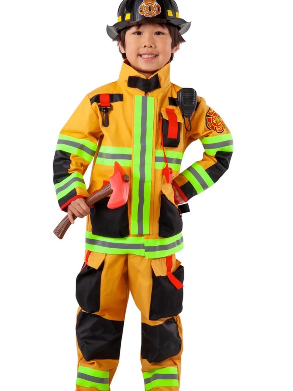 Yellow Reflective Firefighter Costume for Kids